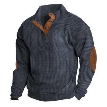 Men's Casual V-Neck Pullover Long Sleeve Rugby Shirt