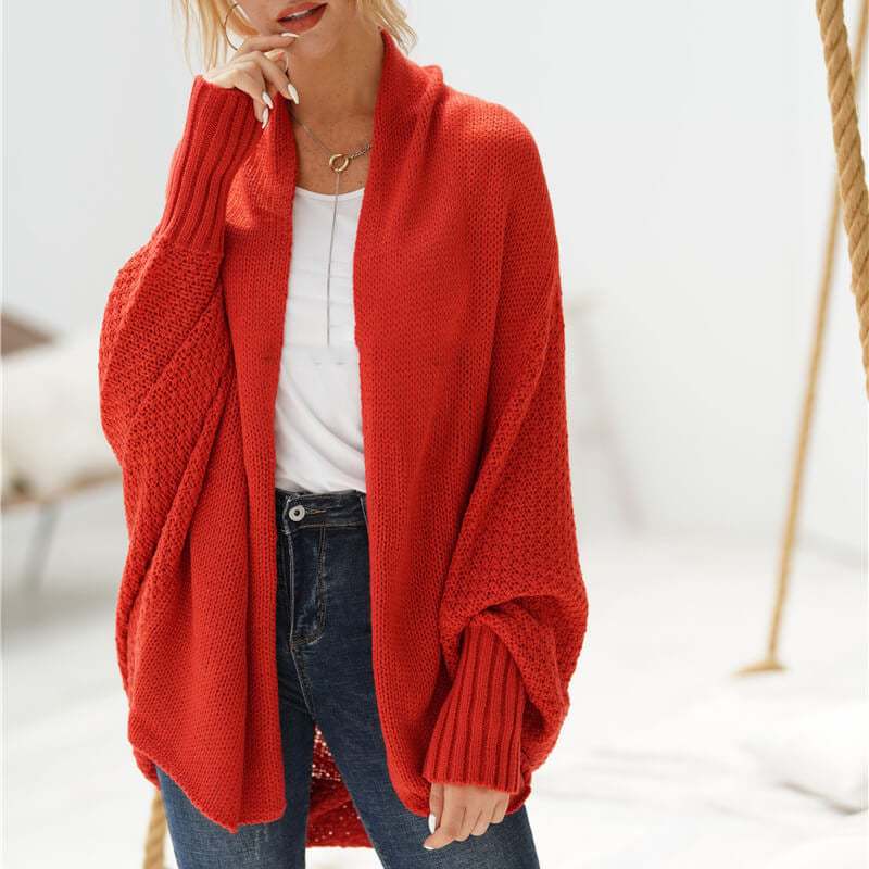 Bat sleeve Plus Size Long Knit Cardigan