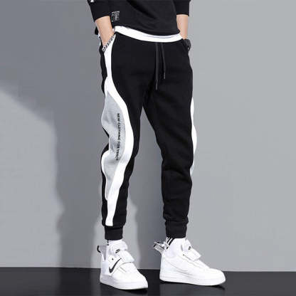 Men’s Color Blocked Fashion Sports Drawstring Sweatpants