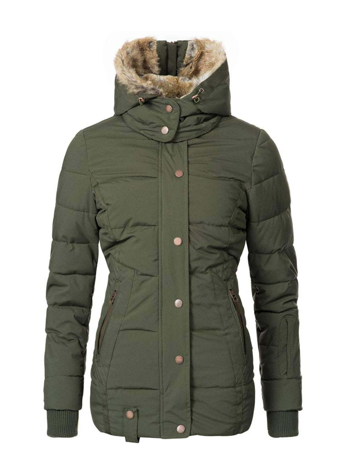 Women's Winter Outdoor Hiking Parka Coat with Faux Fur Lined Outdoor Windproof Coat