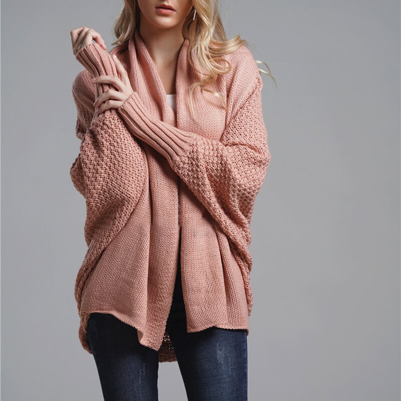 Bat sleeve Plus Size Long Knit Cardigan