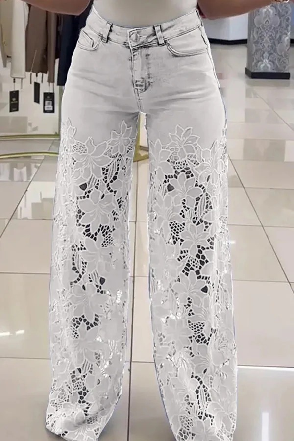 Ladies Elegant Lace Jeans