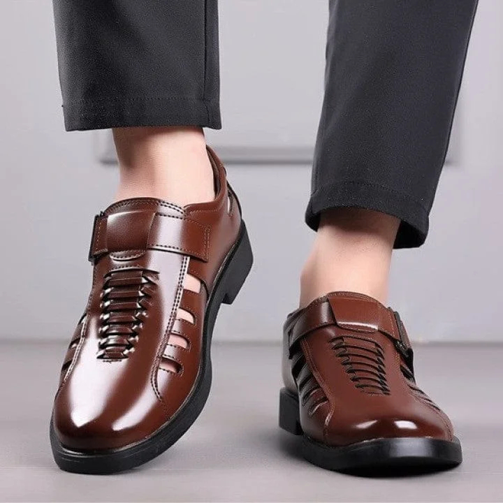Basaschic Men's Busines Genuine Leather Sandals