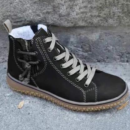 Women's Casual Lace-Up Flat Warm Ankle Boots