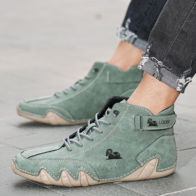 Barefoot Shoes Italian Handmade Suede Velcro High Boots