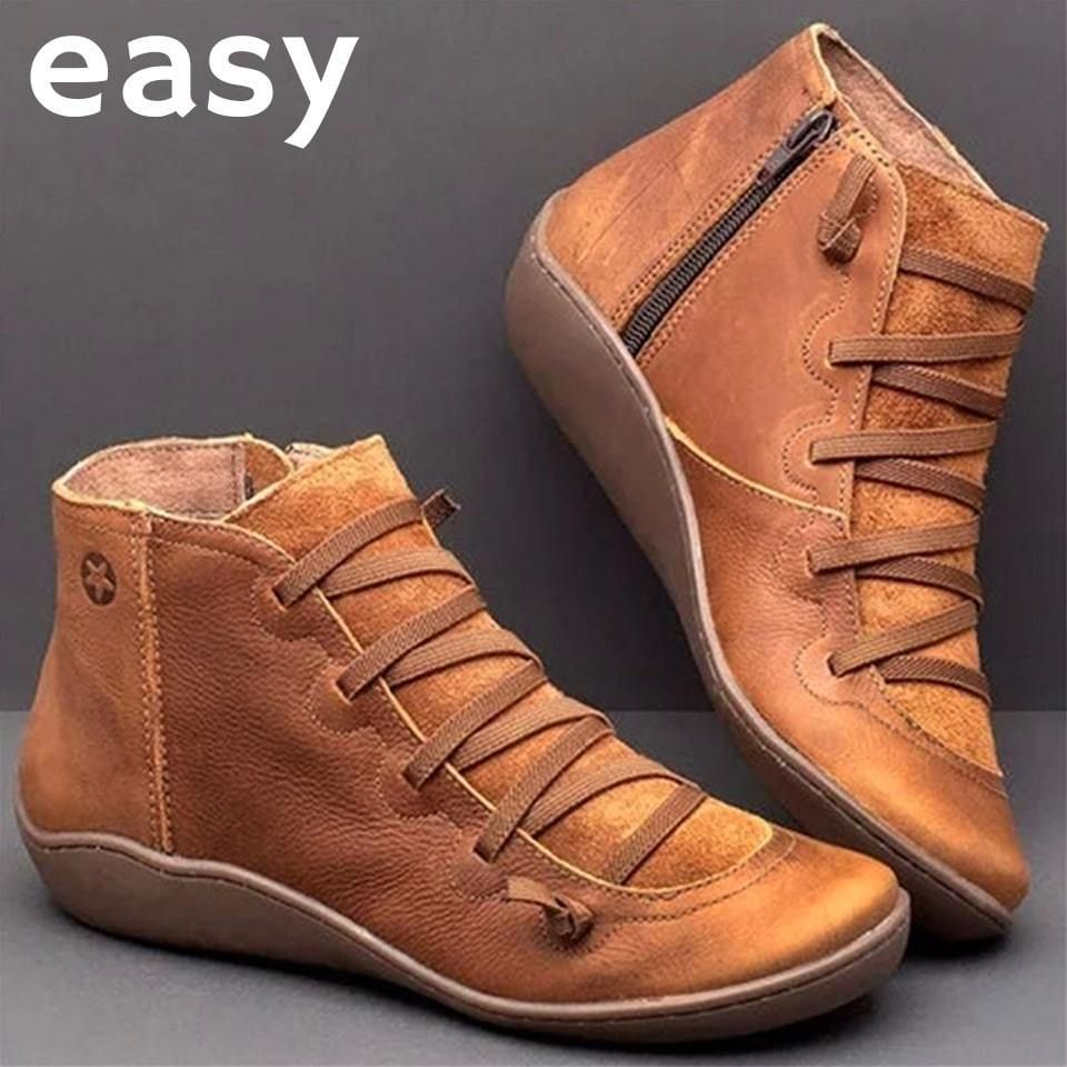 Premium Orthopedic Lace-Up Ankle Boots, Genuine Comfy Orthopedic Leather Boots, 2024 Design