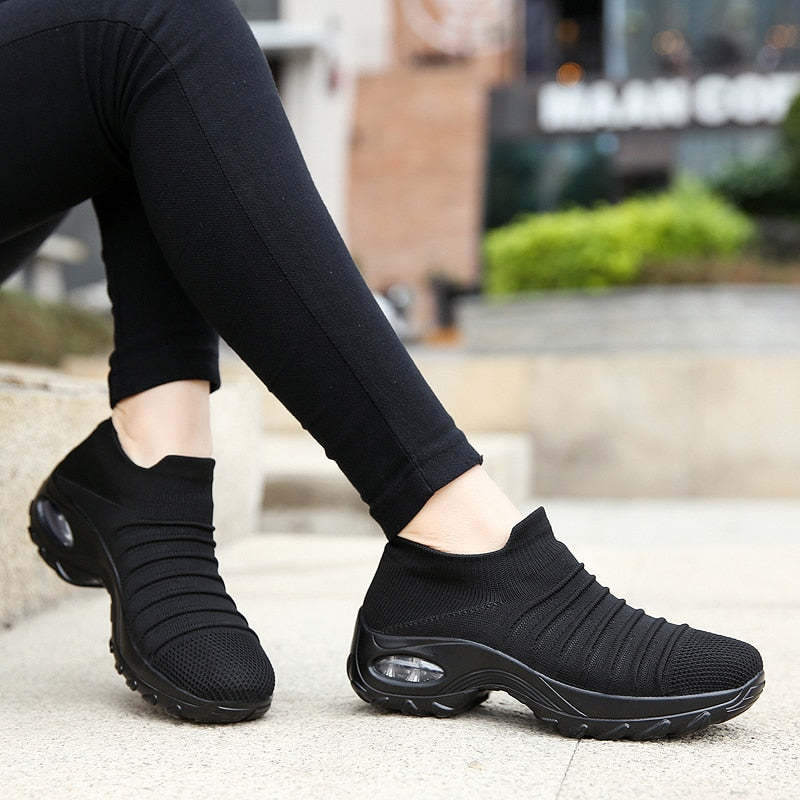 Women Fly-knit Breathable Casual Height Increasing Shoes