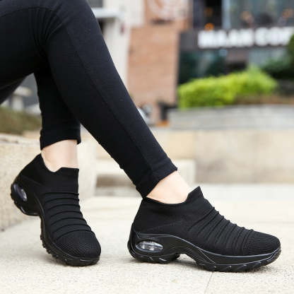 Women Fly-knit Breathable Casual Height Increasing Shoes