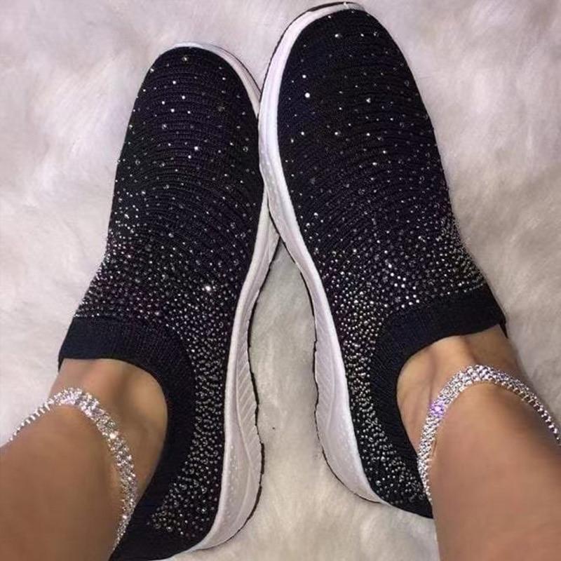 Crystal Bling Fashion Breathable Ladies Sneakers