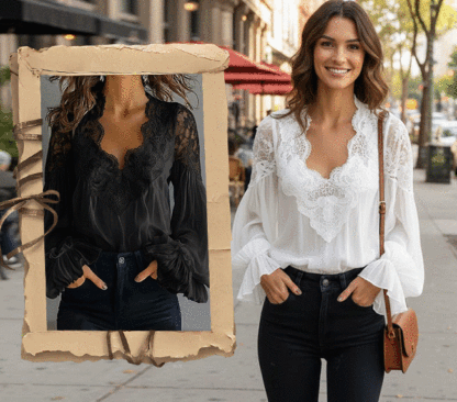 lace-patchwork-v-neck-blouse