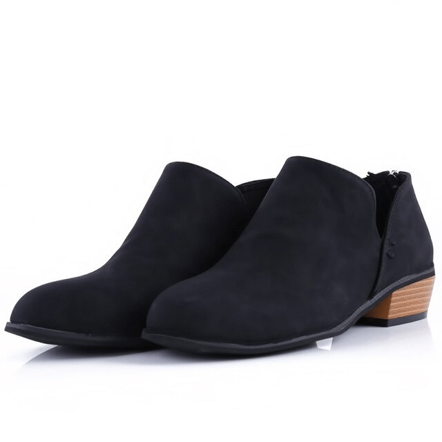 Women Orthopedic Ankle Boots Zipper Stacked Heel