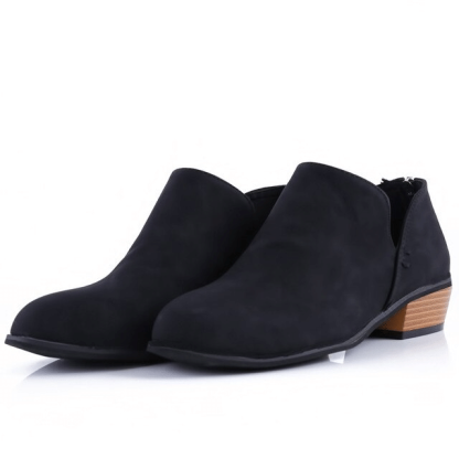 Women Orthopedic Ankle Boots Zipper Stacked Heel