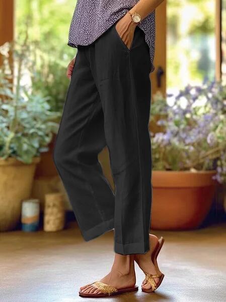 Women's cotton and linen loose, simple and fashionable straight casual pants