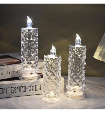 ✨🕯️LED Crystal Candle Lights 🌈Battery Operated with 6 Hour Timer