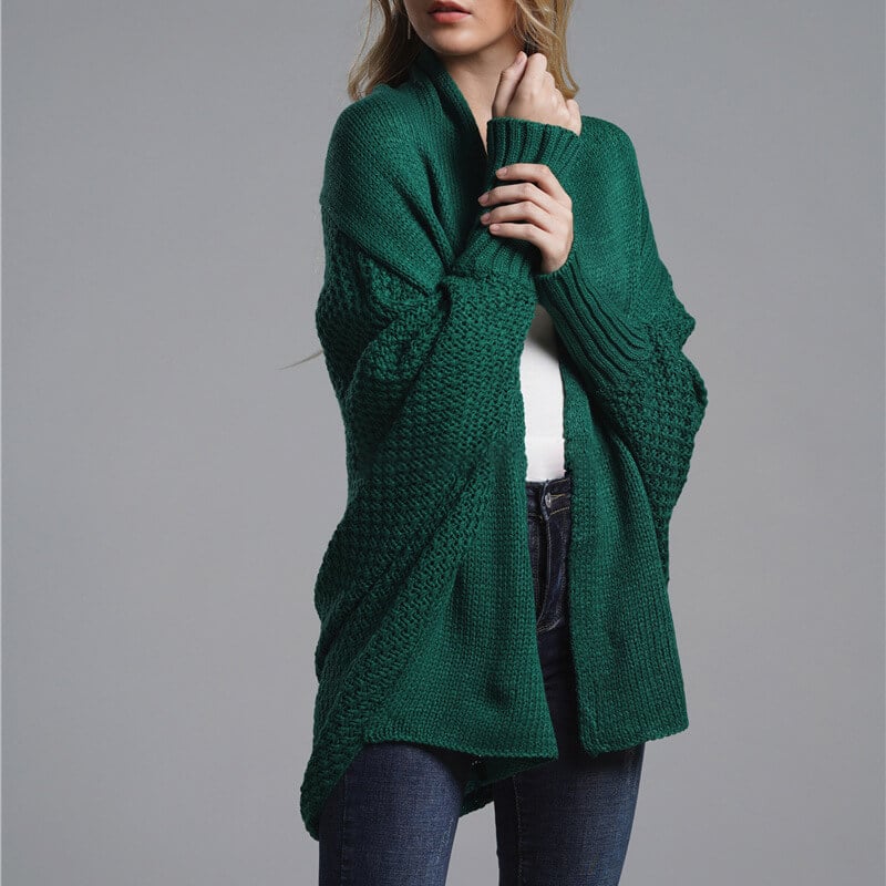 Bat sleeve Plus Size Long Knit Cardigan