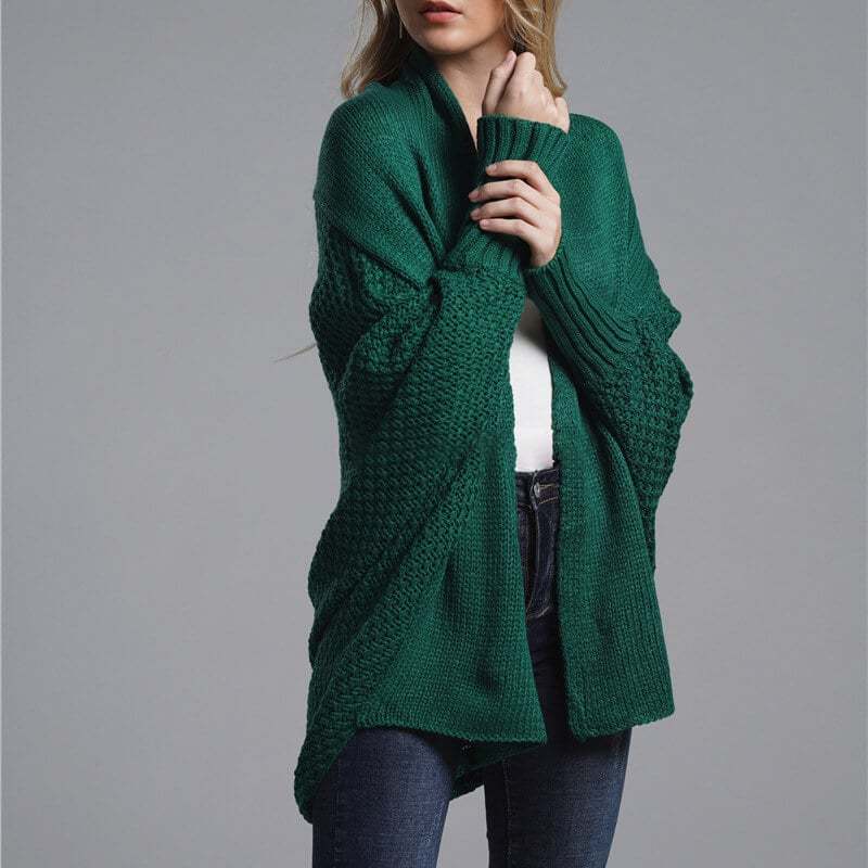 Bat sleeve Plus Size Long Knit Cardigan