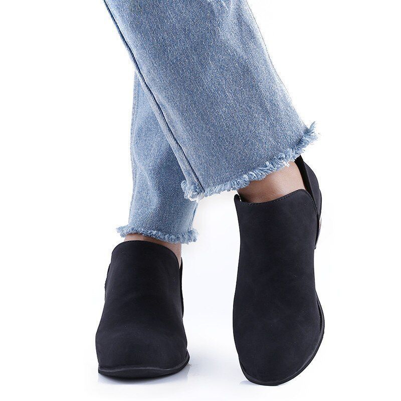 Women Orthopedic Ankle Boots Zipper Stacked Heel