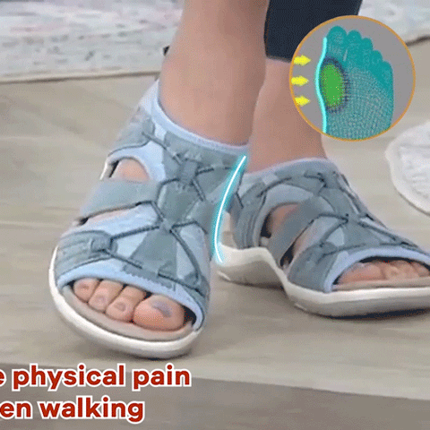 Lismali Comfyfleek Hook And Loop Stretchy Toe Box Flat Sport Sandals