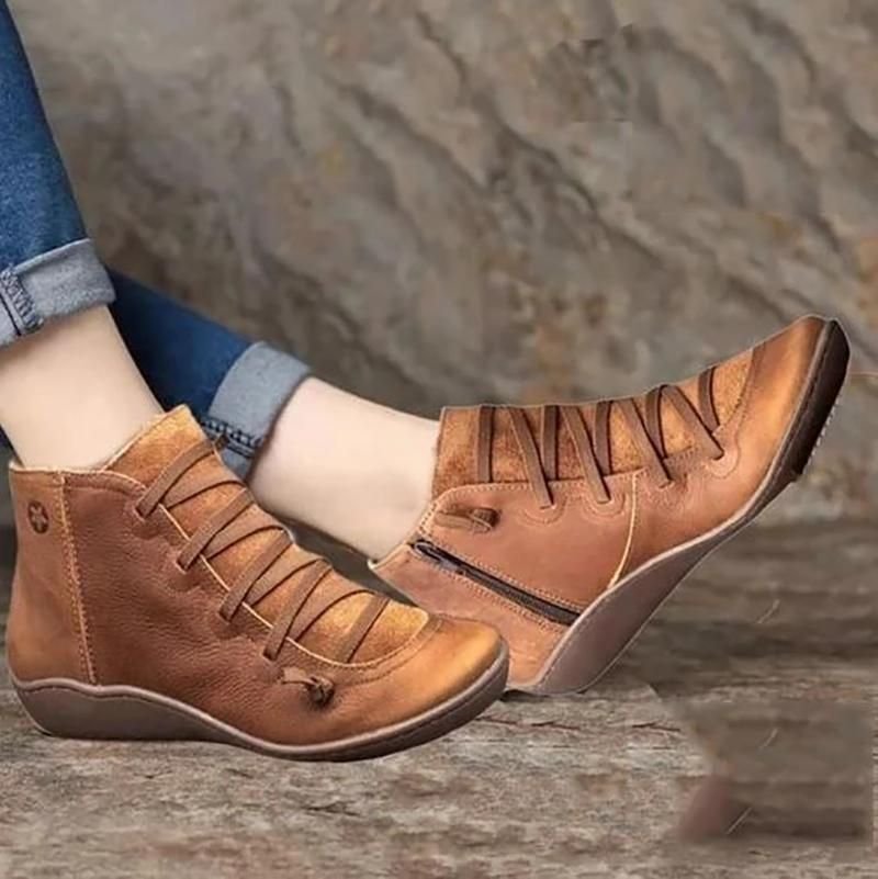 Premium Orthopedic Lace-Up Ankle Boots, Genuine Comfy Orthopedic Leather Boots, 2024 Design