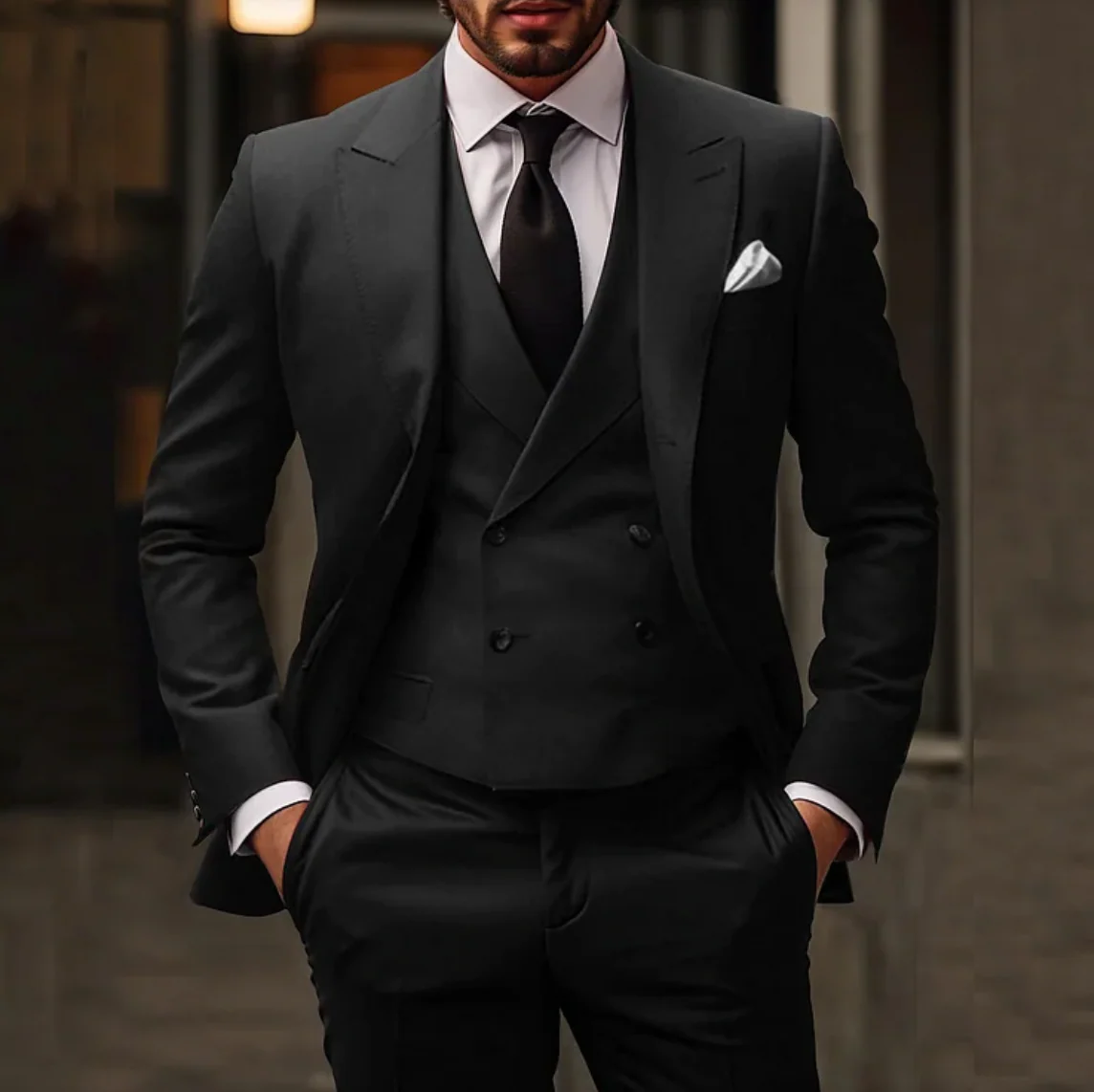 3-Piece Set for Men consisting of a Stylish Business Blazer, Vest, and