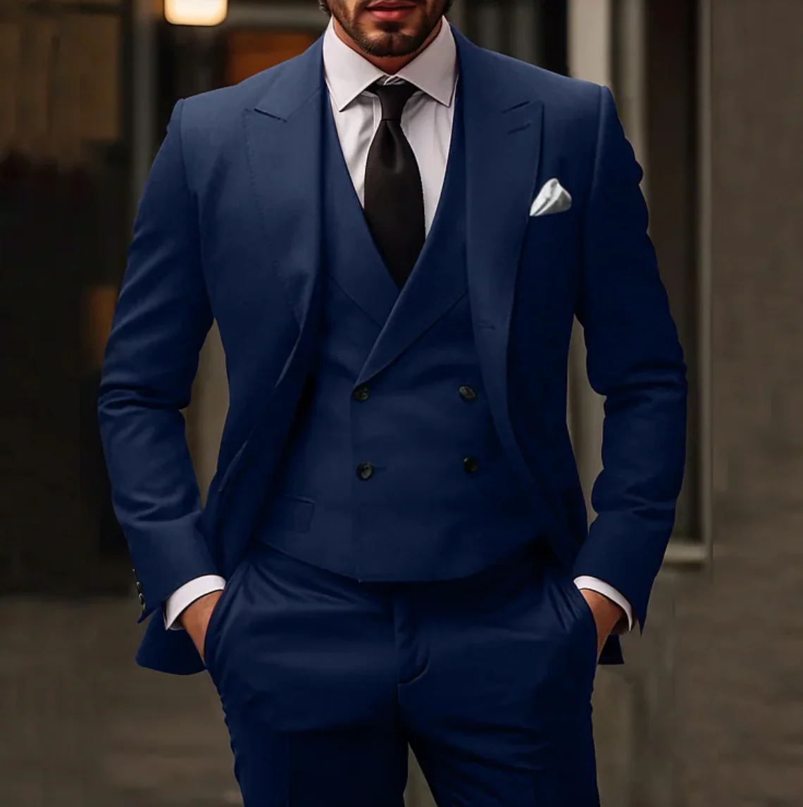 3-Piece Set for Men consisting of a Stylish Business Blazer, Vest, and Pants