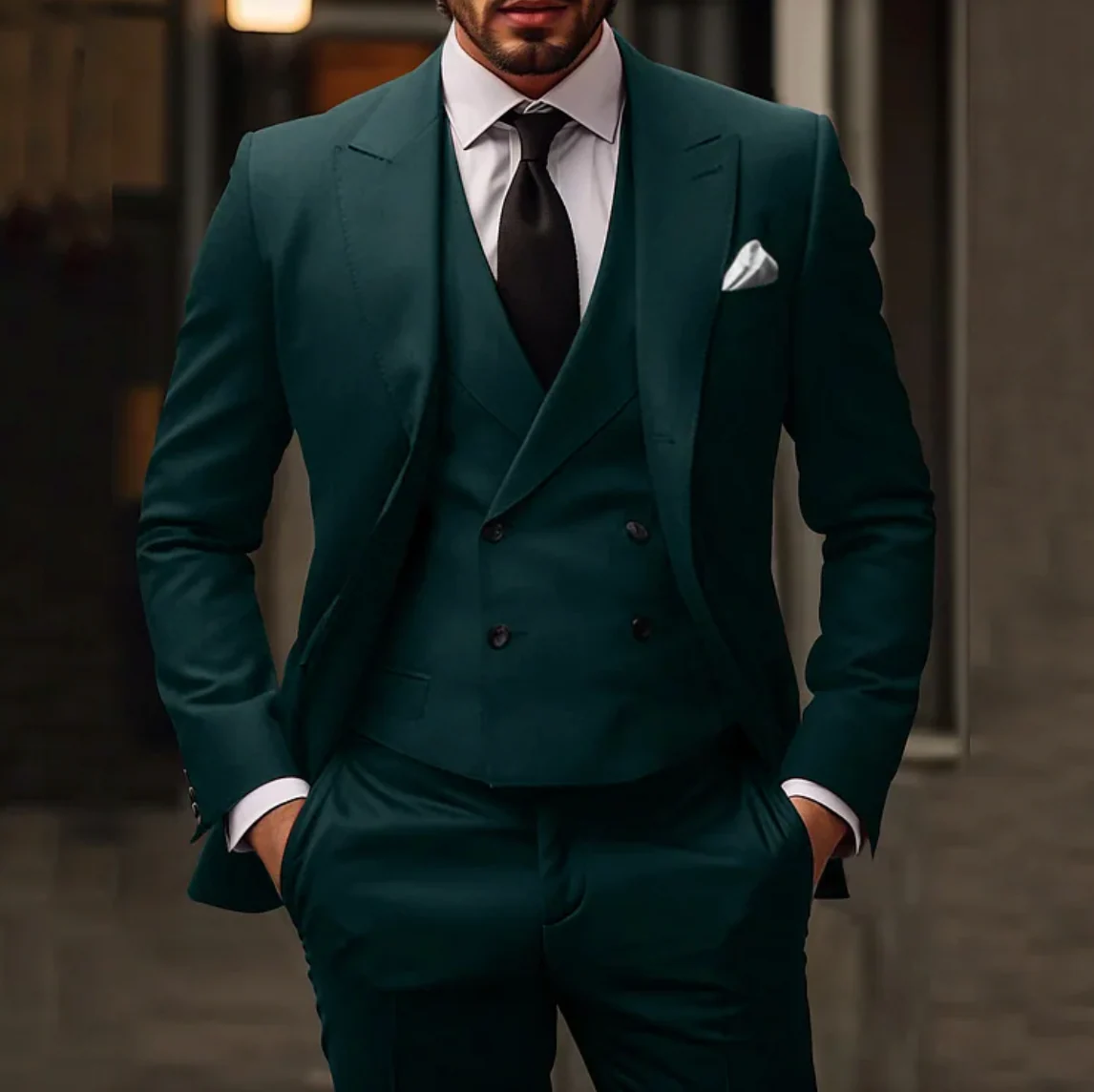 3-Piece Set for Men consisting of a Stylish Business Blazer, Vest, and Pants
