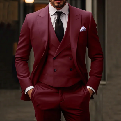 3-Piece Set for Men consisting of a Stylish Business Blazer, Vest, and Pants