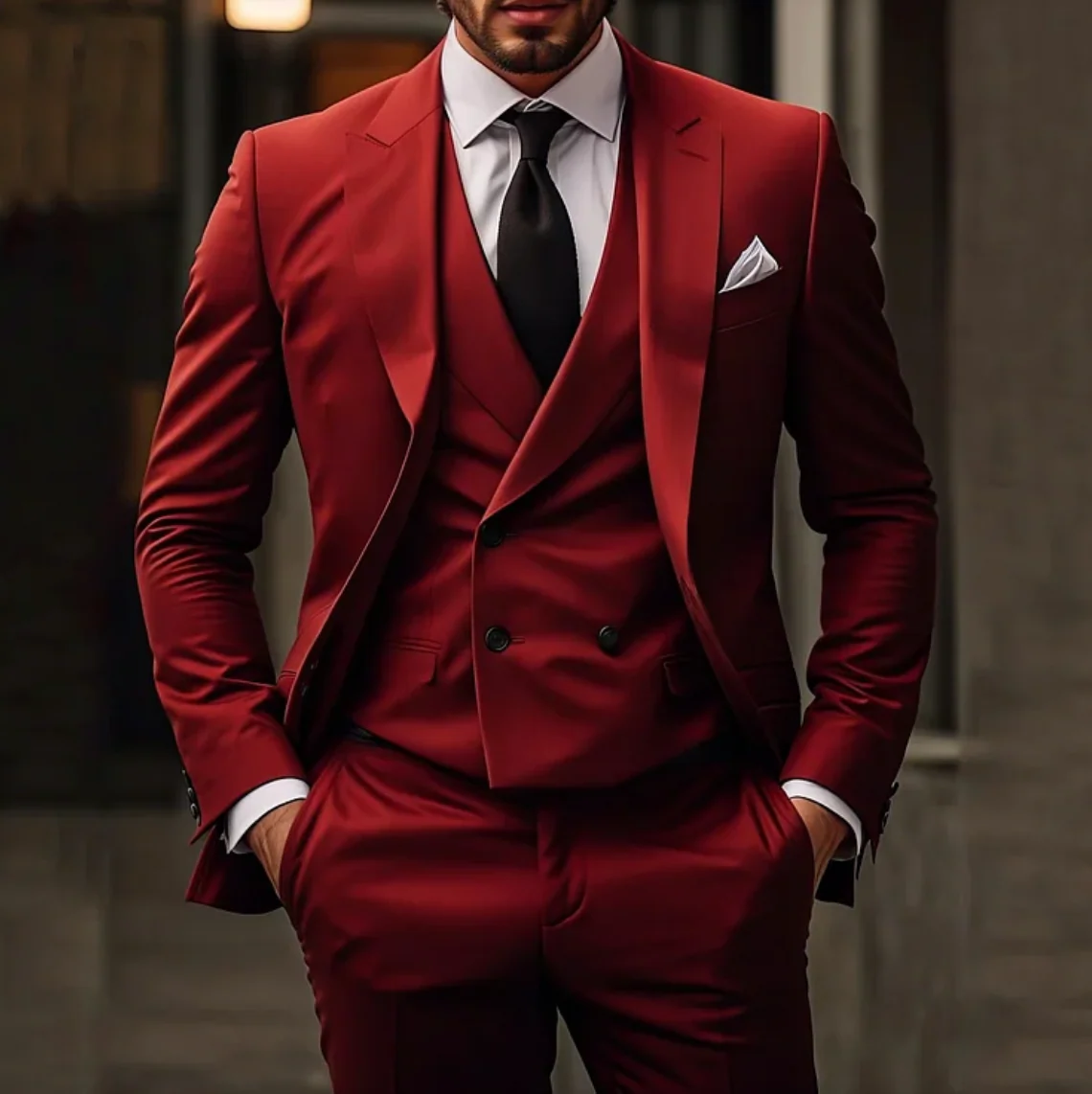 3-Piece Set for Men consisting of a Stylish Business Blazer, Vest, and Pants