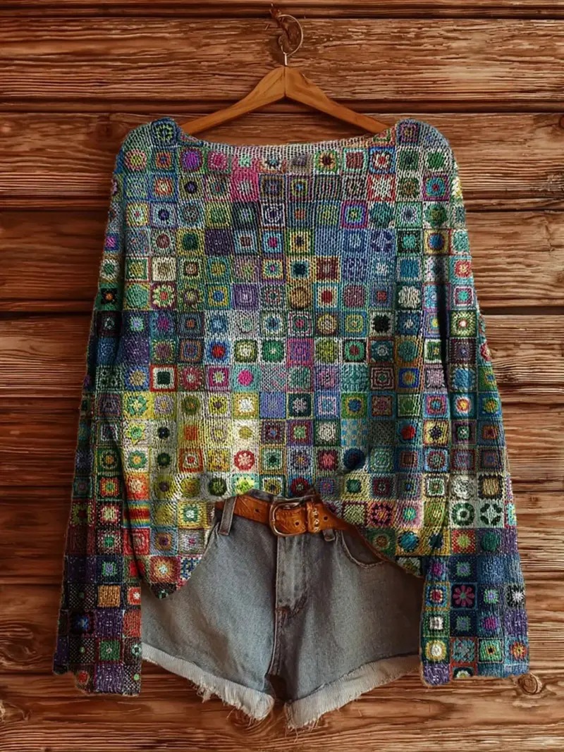 Women's Boho Vintage Print Sweaters-Lazy leisure fashion