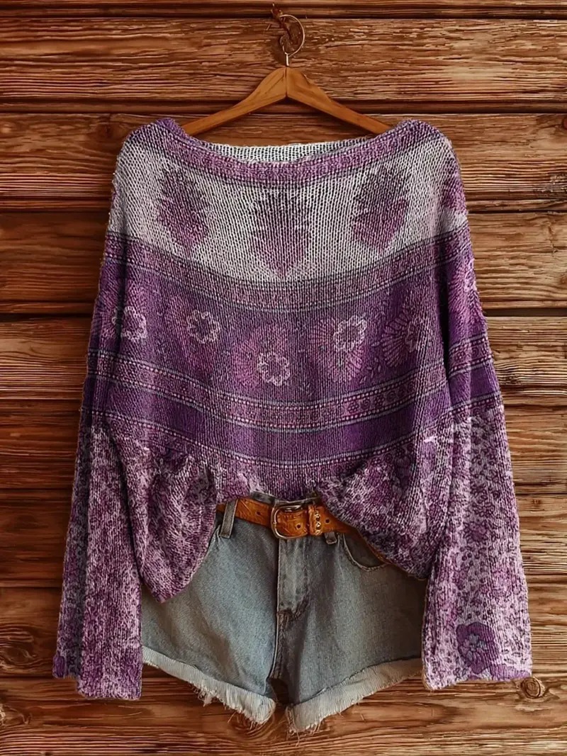 Bohemian Art-Inspired Sweater – Unique Printed Knit for Free Spirits