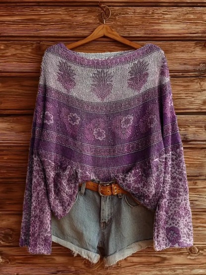 Bohemian Art-Inspired Sweater – Unique Printed Knit for Free Spirits