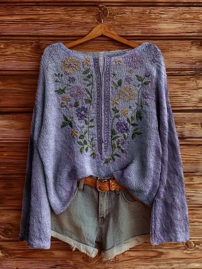 Oversized Boho Knit Sweater – Relaxed Fit Hippie-Inspired Pullover