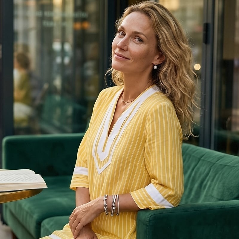 🏖️Summer Sale🔥 Boho V-Neck Short Sleeve Striped Dress