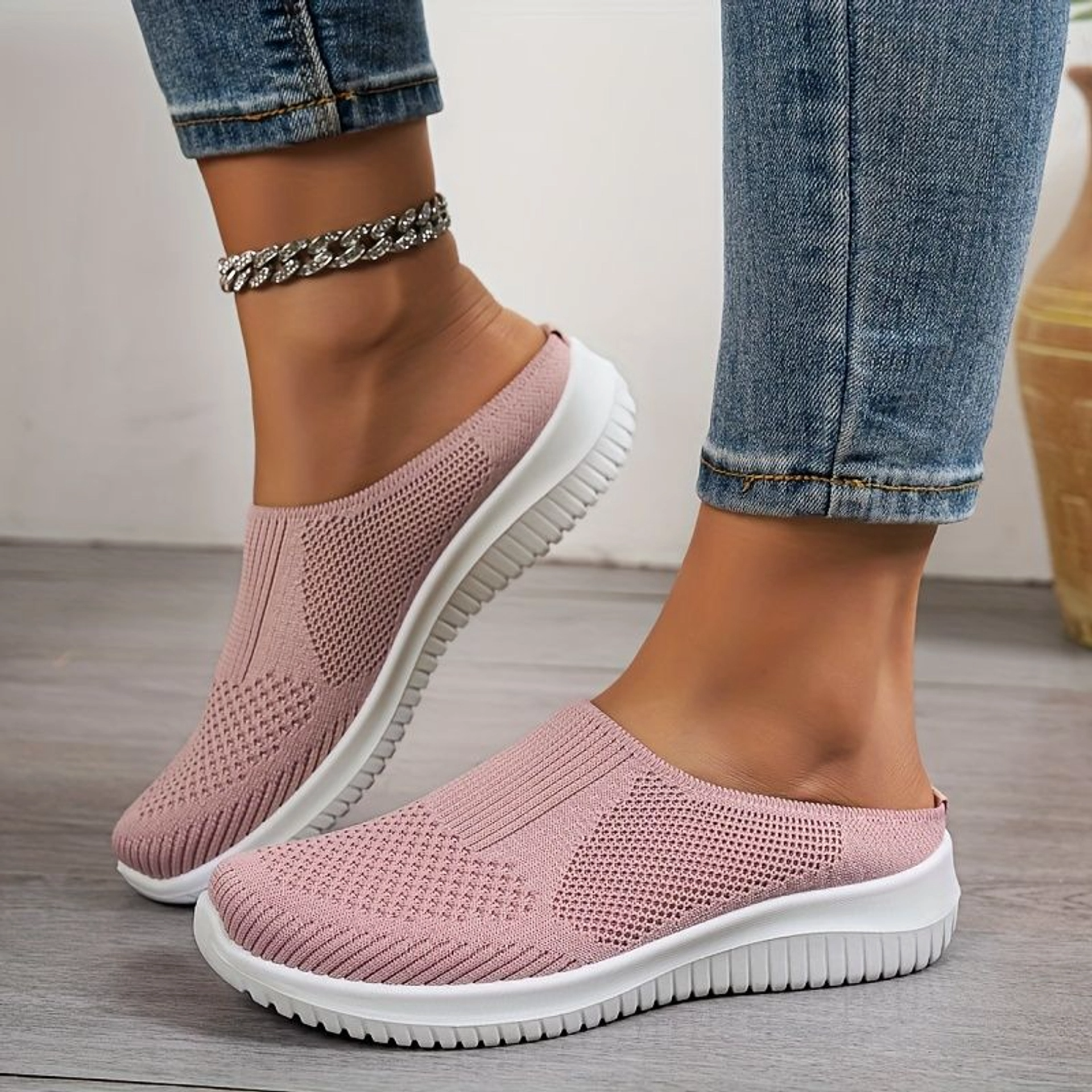 Women’s Breathable Knit Slip-On Walking Shoes