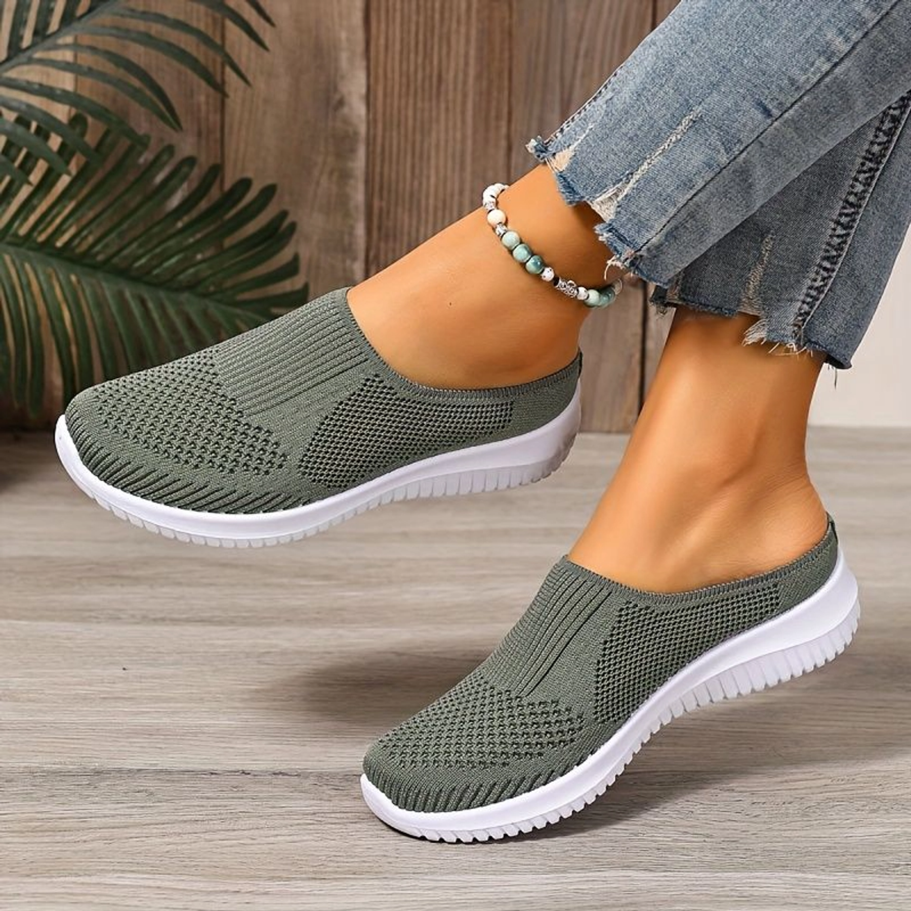 Women’s Breathable Knit Slip-On Walking Shoes