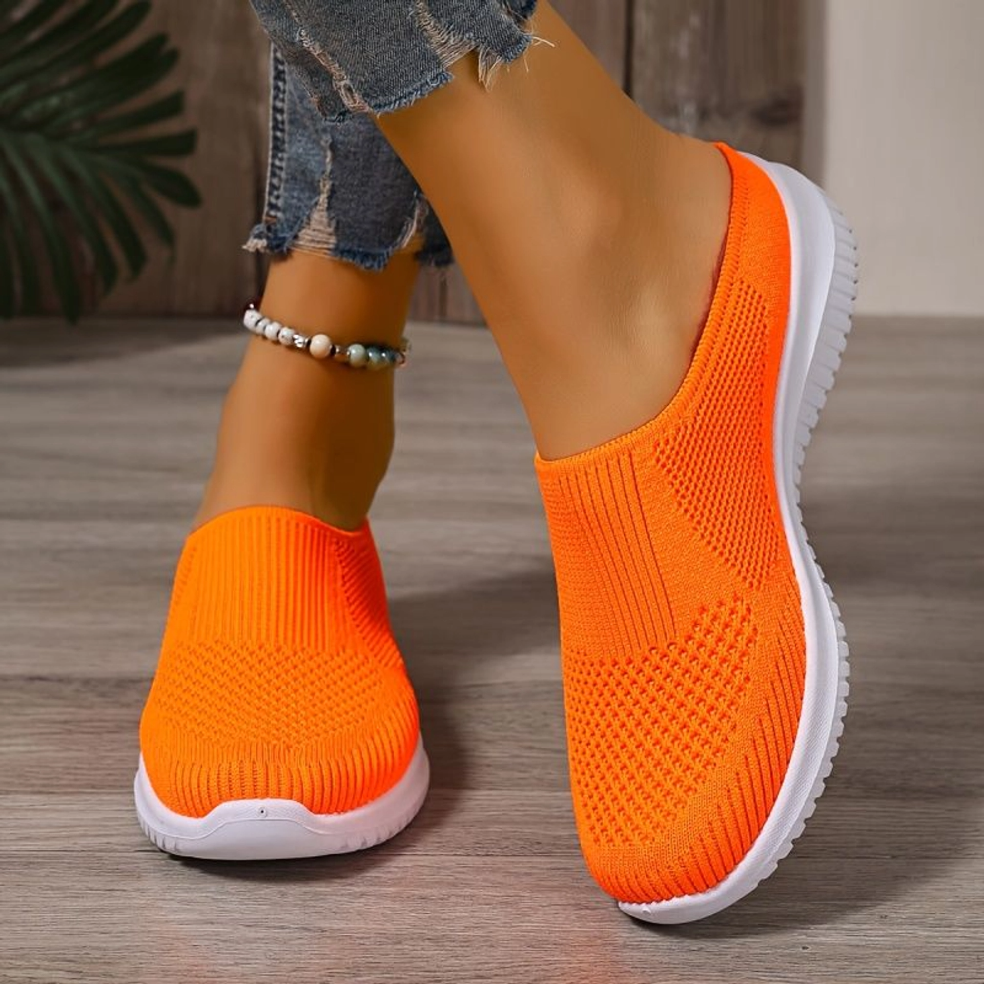 Women’s Breathable Knit Slip-On Walking Shoes