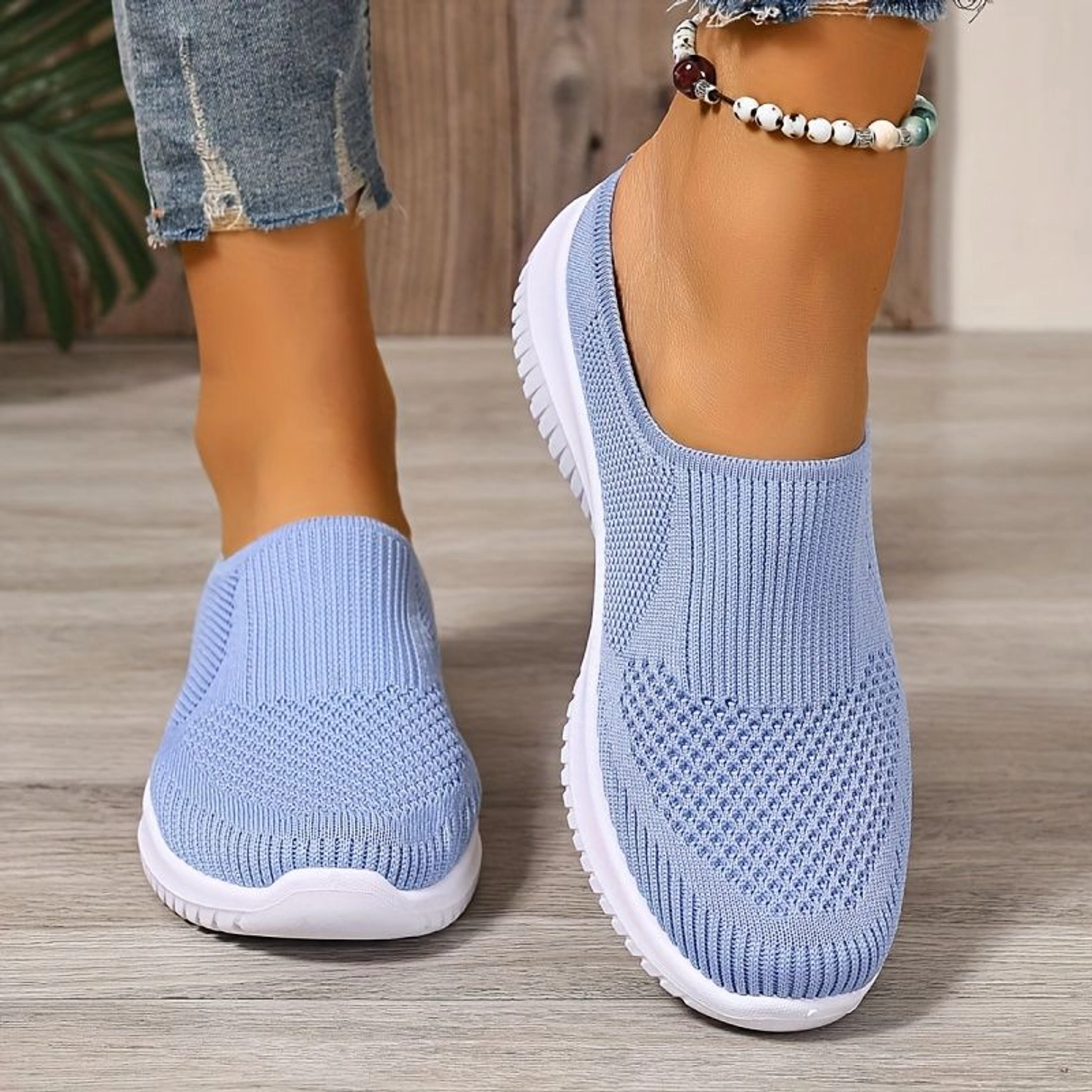 Women’s Breathable Knit Slip-On Walking Shoes