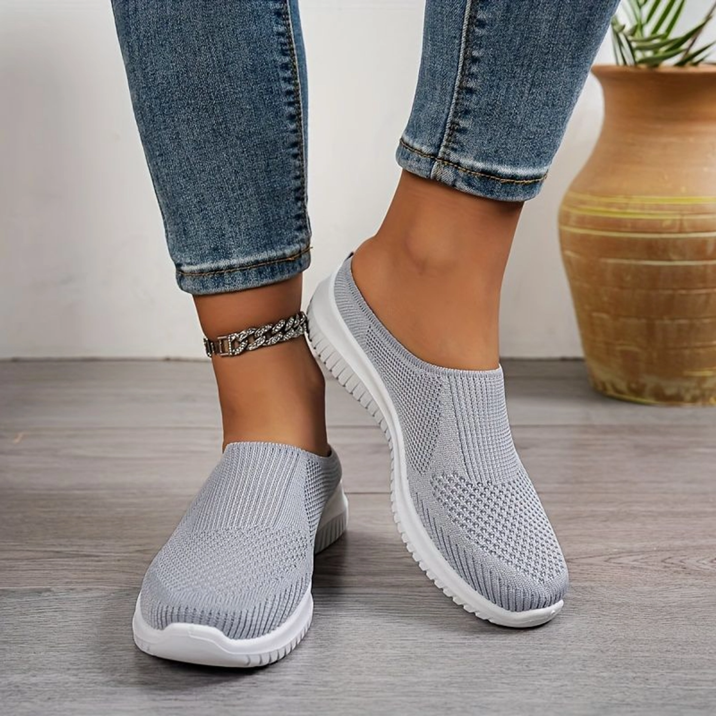 Women’s Breathable Knit Slip-On Walking Shoes