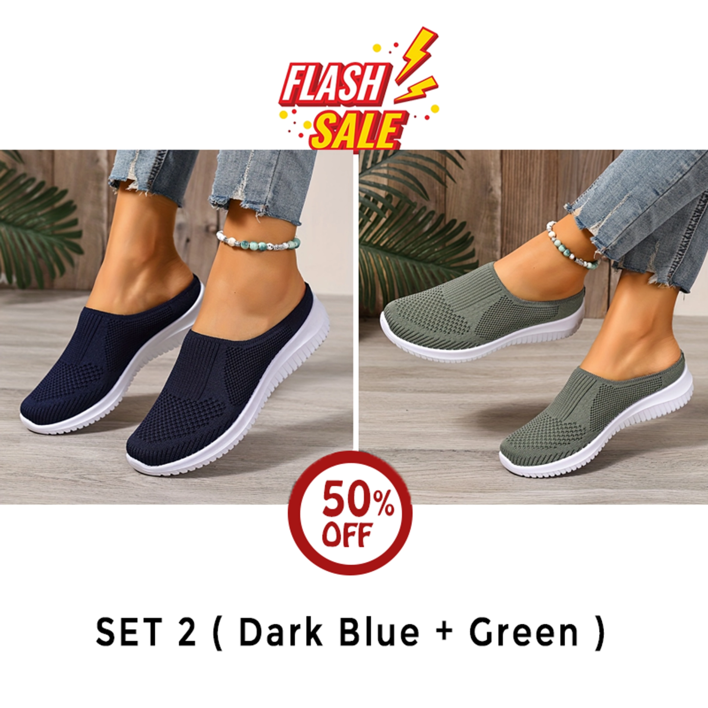 Women’s Breathable Knit Slip-On Walking Shoes