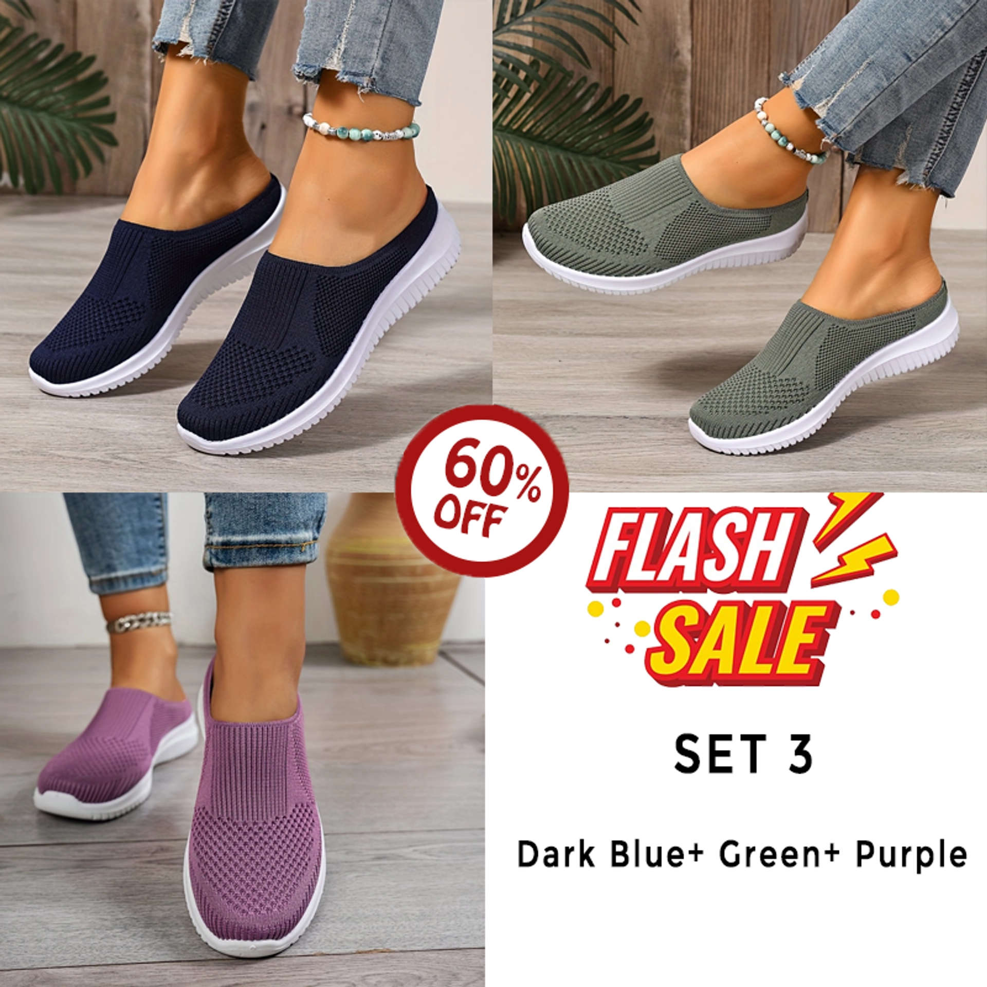 Women’s Breathable Knit Slip-On Walking Shoes