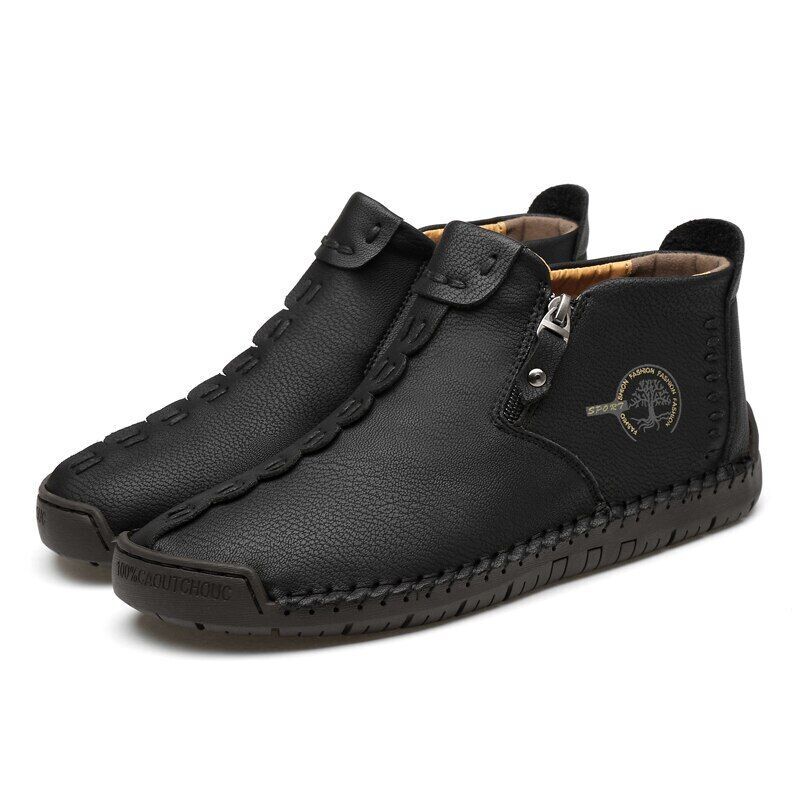 Casual Fashion Non-slip Leather Boots Black