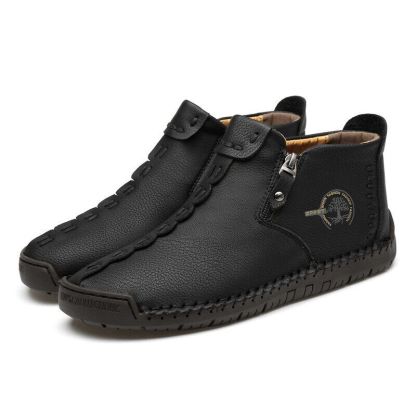 Casual Fashion Non-slip Leather Boots Black