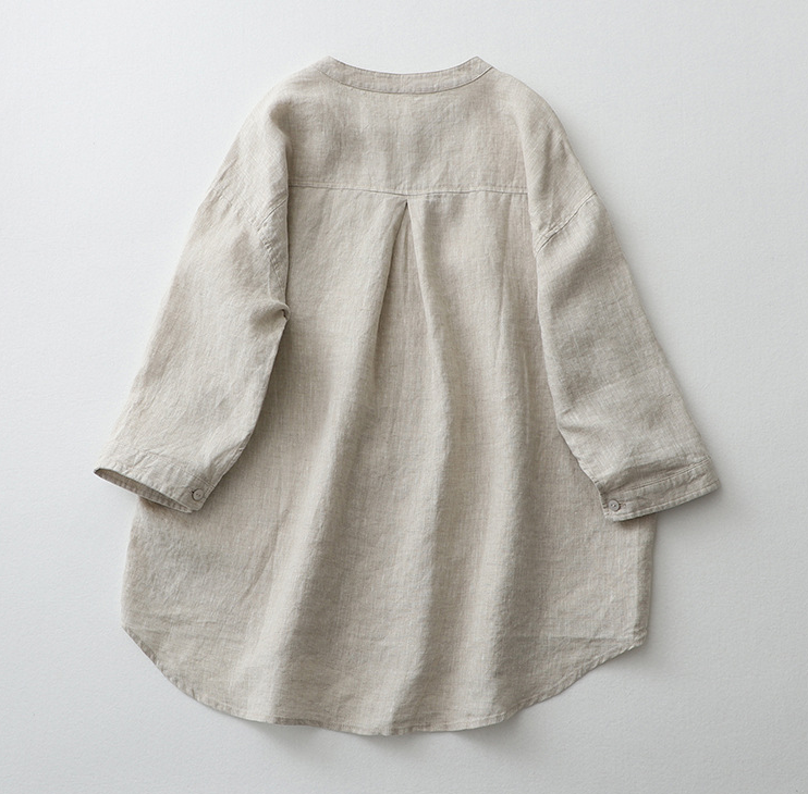 Ladies Loose Casual Long Sleeve Linen Shirt