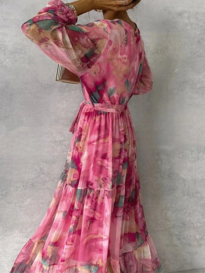 Cedar V-Neck Floral Wrap Dress – Lightweight, Long Sleeve Everyday Style