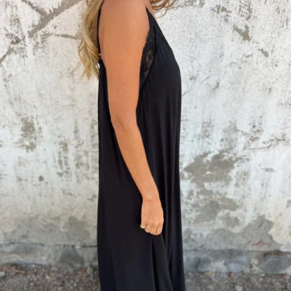 💐 Women's Elegant Lace Trim V-Neck Spaghetti Strap Maxi Dress