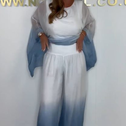 🌸Mesh Mix Dip Dye Loose Flowy Top & Trouser Set