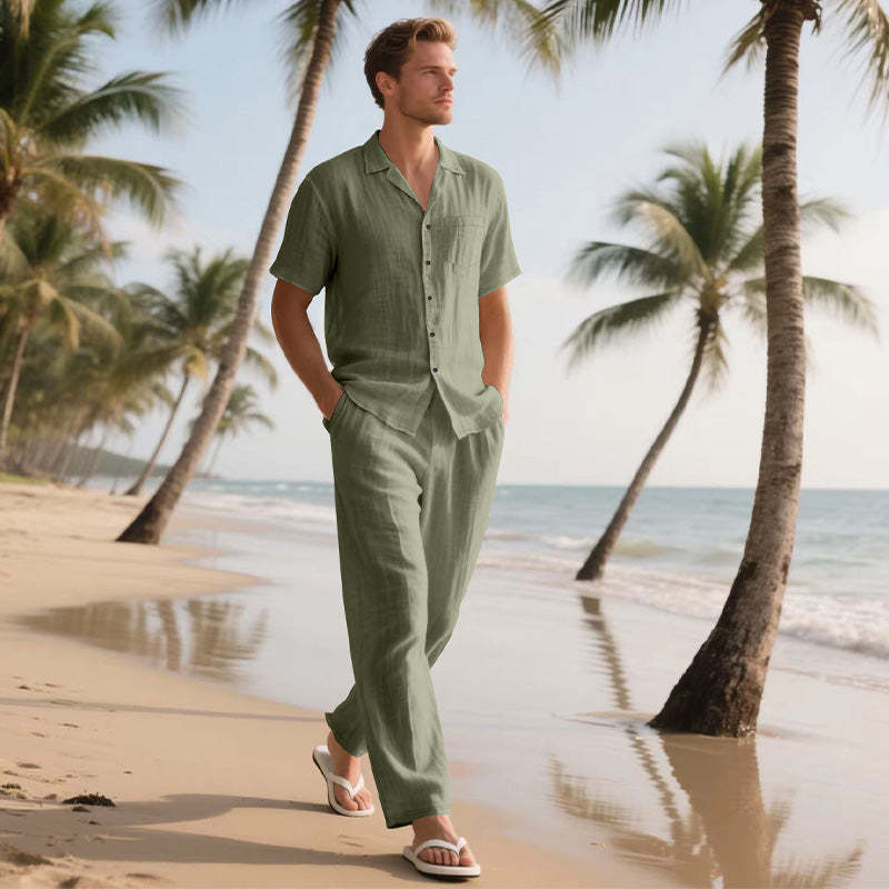 Men's Casual 2-Piece Shirt & Pants Set