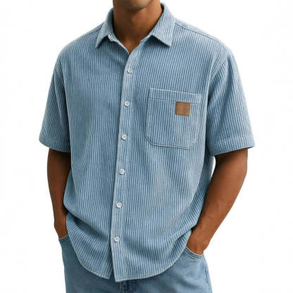 Men's Vintage Lapel Short-Sleeve Button-Down Shirts