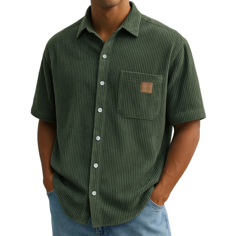 Men's Vintage Lapel Short-Sleeve Button-Down Shirts