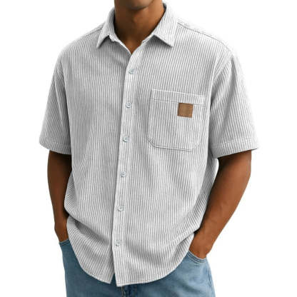 Men's Vintage Lapel Short-Sleeve Button-Down Shirts